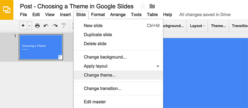 Right Pane - How to Apply Google Slides Themes