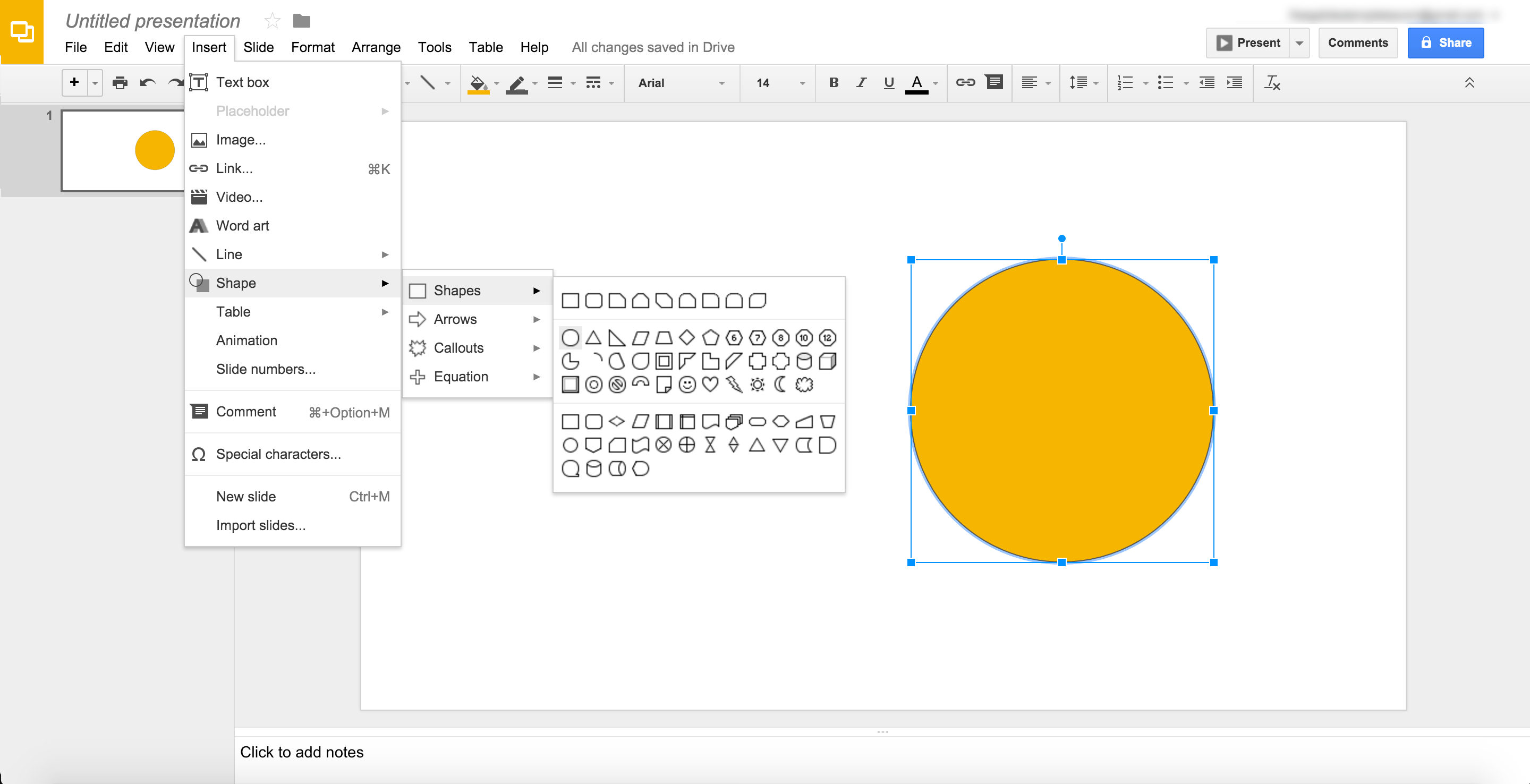 how to insert a shape in google docs
