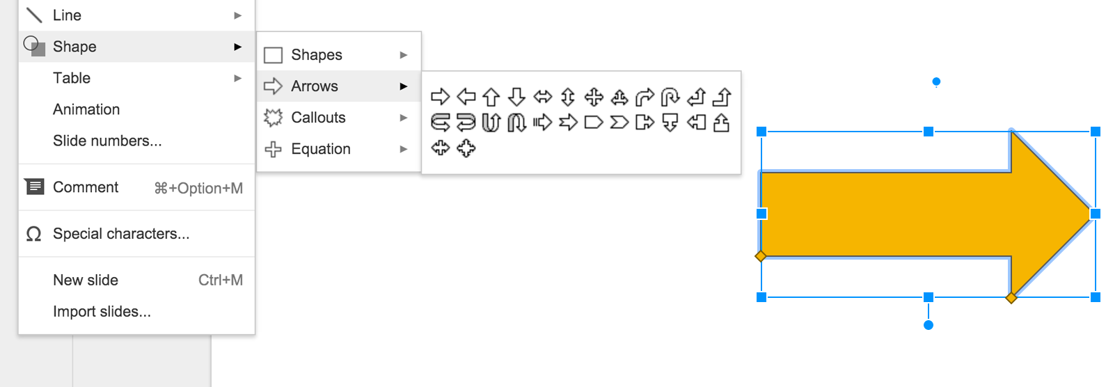 how do you add shapes in google docs