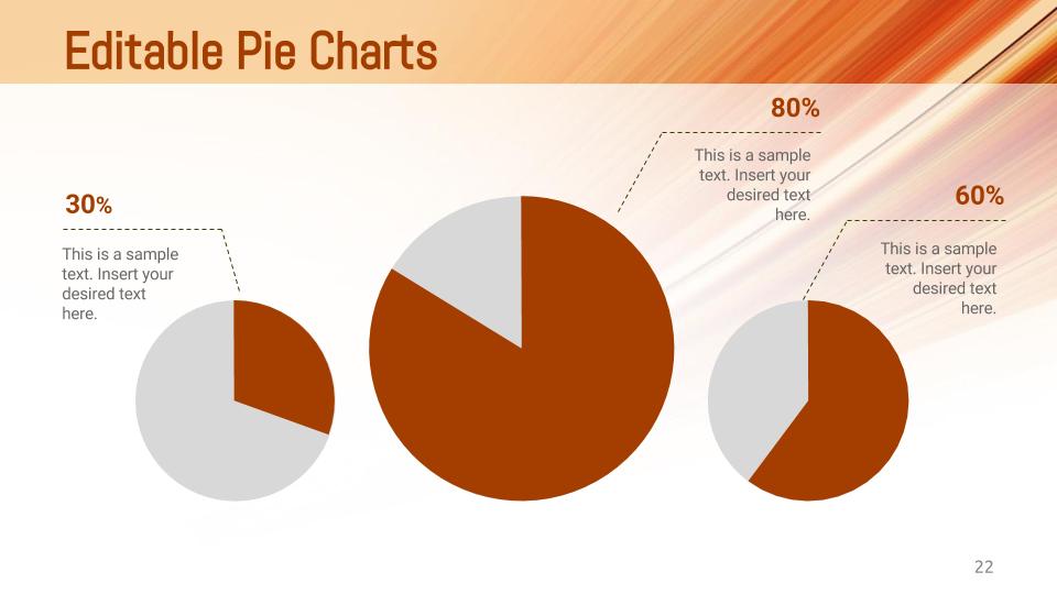 Orange Editable Pie Google Slides Charts Free Google Slides Templates