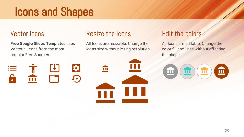 Icons and Shapes Orange Google Slides Themes Free Google Slides Templates